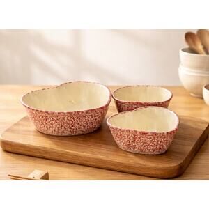 Gerald E Henn Spongeware Heart Nesting Bowls Set of 3 Made in USA